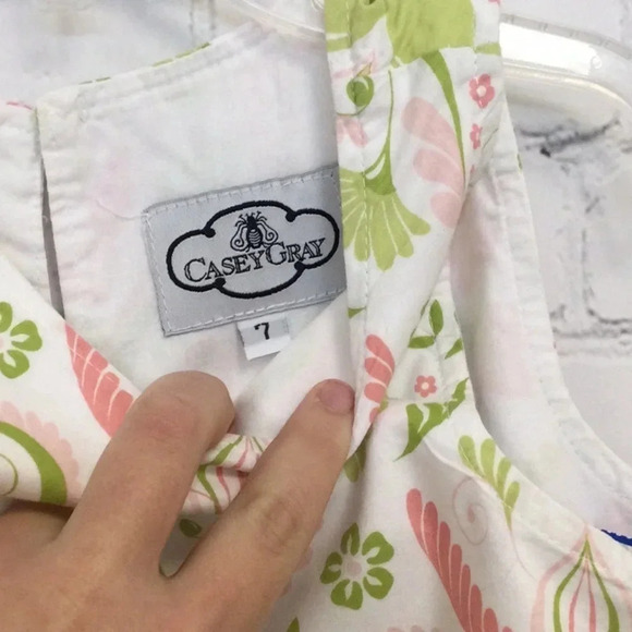 Casey Gray Floral Dress White Butterly size 7 - Picture 4 of 6